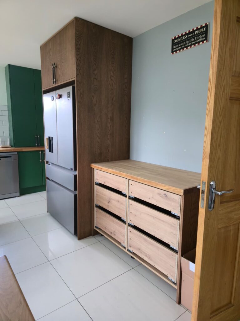 Handmade oak-veneered furniture in Trim, Co. Meath: drawer cabinet assembly