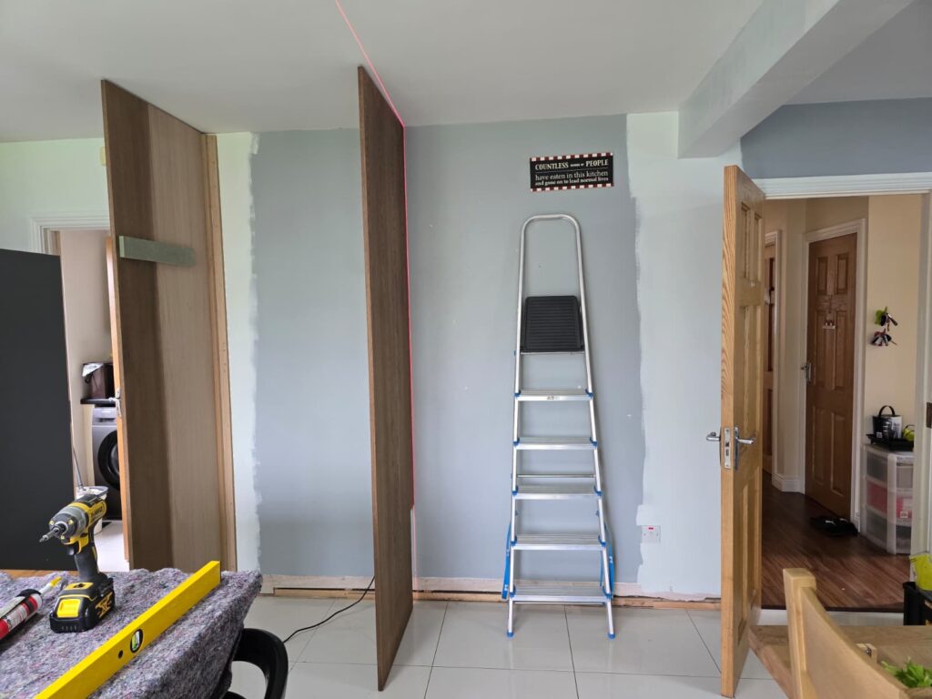 Handmade oak-veneered furniture in Trim, Co. Meath: initial panel assembly
